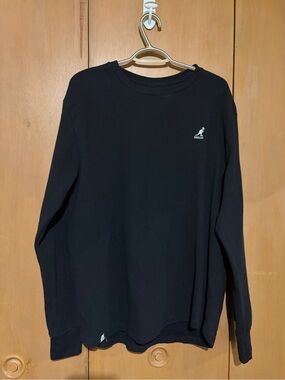 Kangol Men's Black Crewneck with White Kangaroo Logo